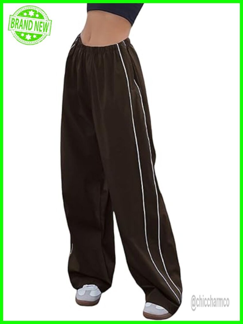 Baggy Track Pants Wide Leg Y2K Elastic Waist Drawstring Leg Lightweight